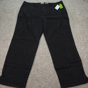 New LOGO Lori Goldstein 24W Boyfriend Jeans Women Black Repreve Denim Seamed Hem